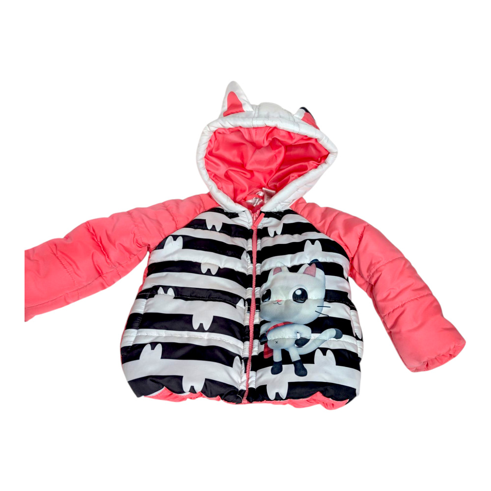 Gabby's Dollhouse Toddler Girl Size 2T Pink Puffer Coat Pandy Cat Character Hood